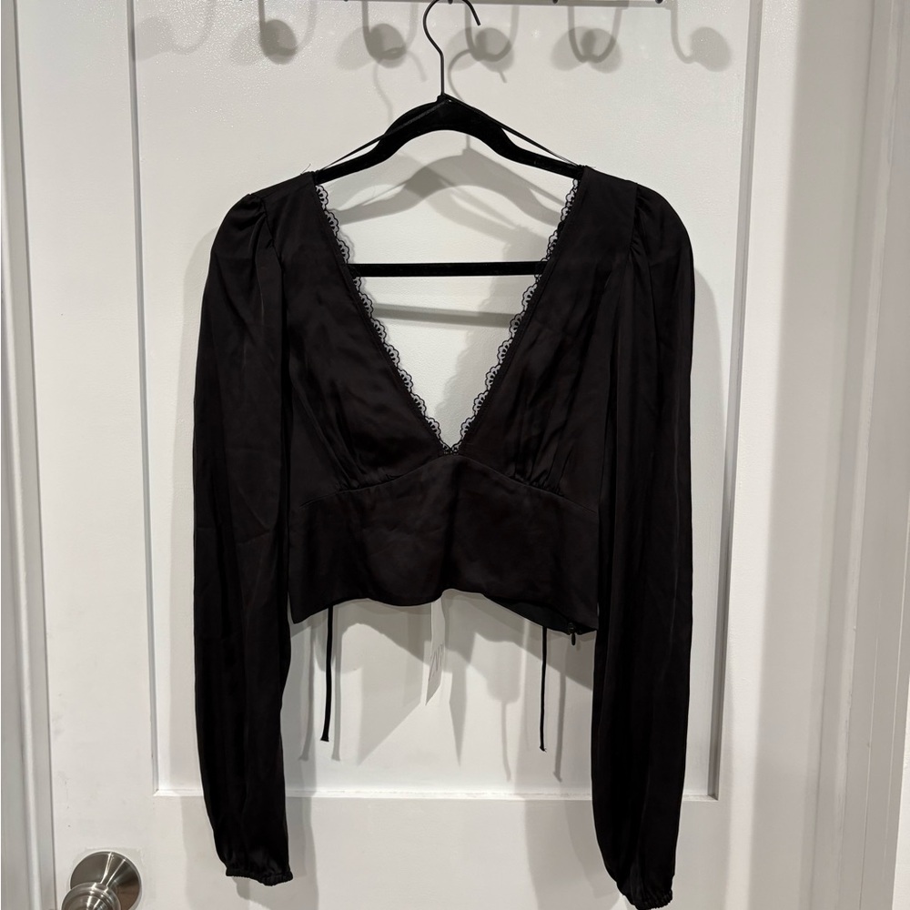 Zara Black Lace Trim Top
